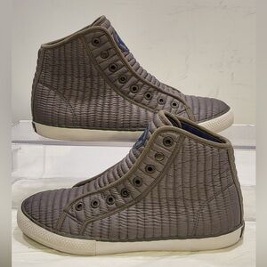 ED HARDY women's gray quilted nylon high top sneakers
